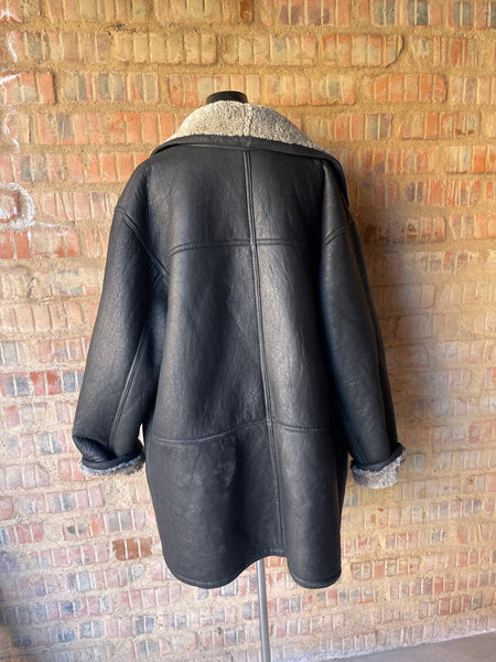 Vintage Genuine Shearling Leather Jacket (2XL/40)