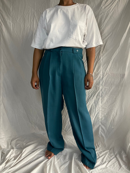 Teal Pleated Pants (36)