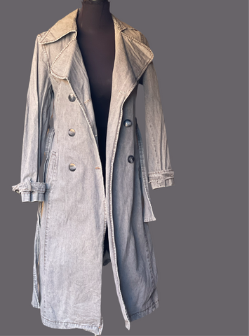 Grey Denim Trench Coat (S/32)