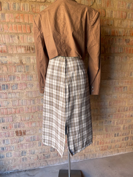 Checkered Vintage Skirt with Back Slit (30)
