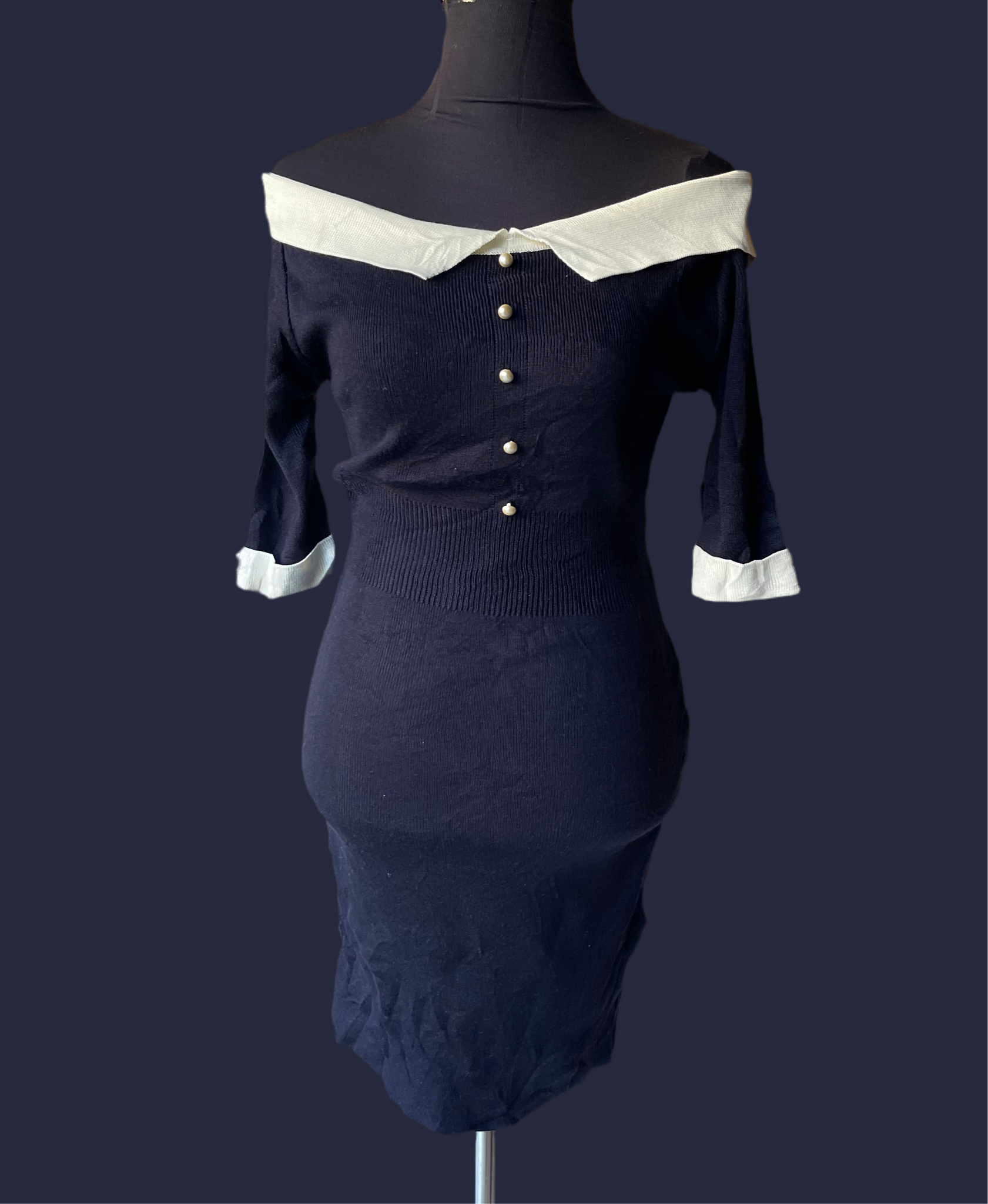 Navy Knit Dress (XS-S/ 30-32)