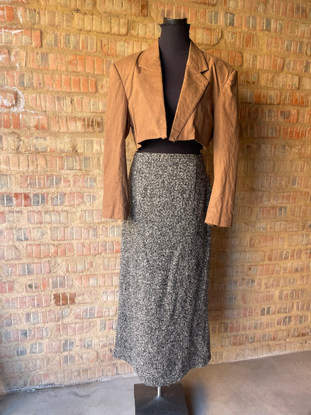 Grey Long Tweed Skirt (32-34)