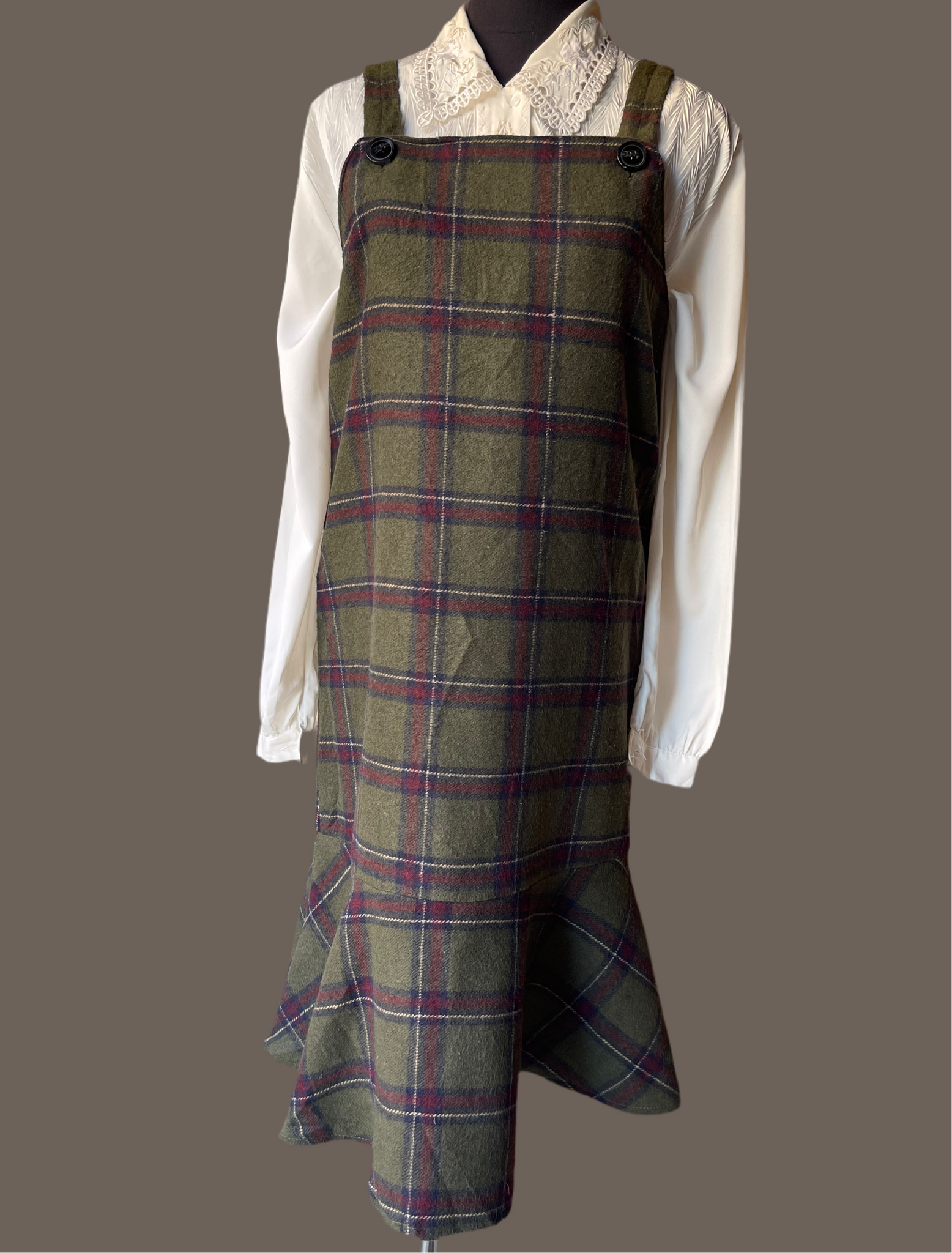 Checkered Olive Dress (S/32)