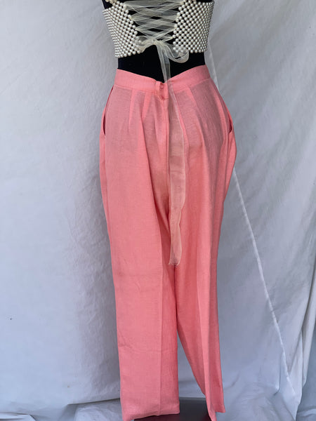 Peach Sheer Pleated Pants (36)