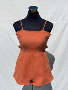 Orange Tie-Back Playsuit with Pockets (XS)