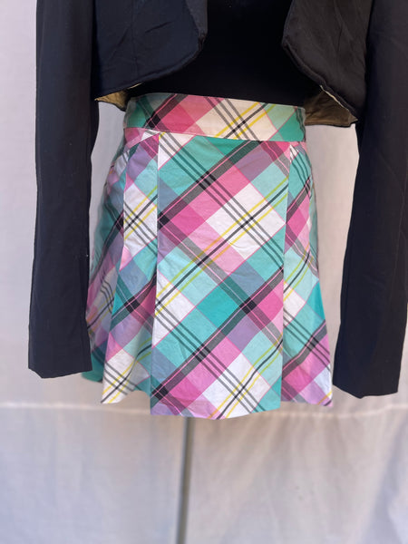 Checkered Pleated Mini Skirt (32)