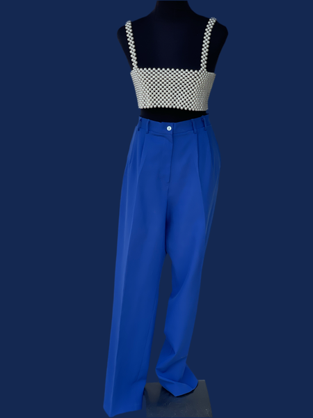 Blue Pleated Pants (36)