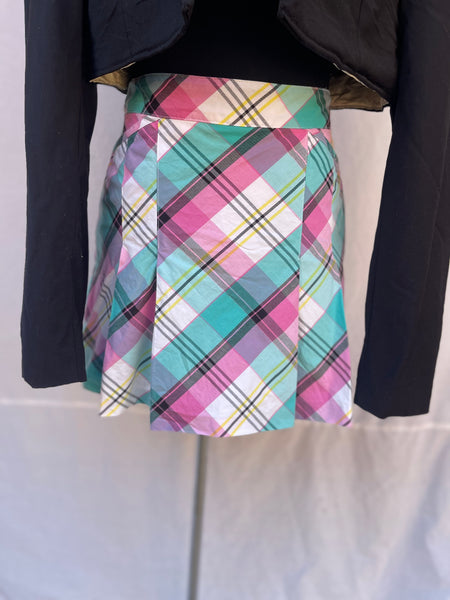 Checkered Pleated Mini Skirt (32)