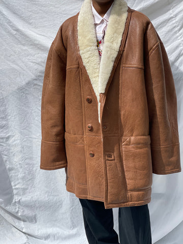 Shearling Genuine Leather Coat (2XL)