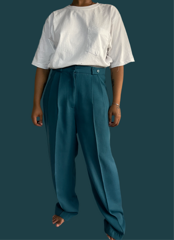 Teal Pleated Pants (36)