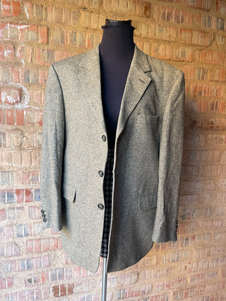 Olive Silk & Wool Unisex Blazer (L)