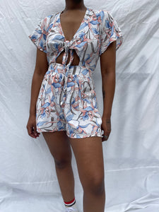 Open Back Printed Playsuit (XS/ 30)