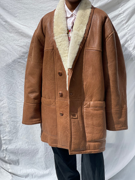 Shearling Genuine Leather Coat (2XL)