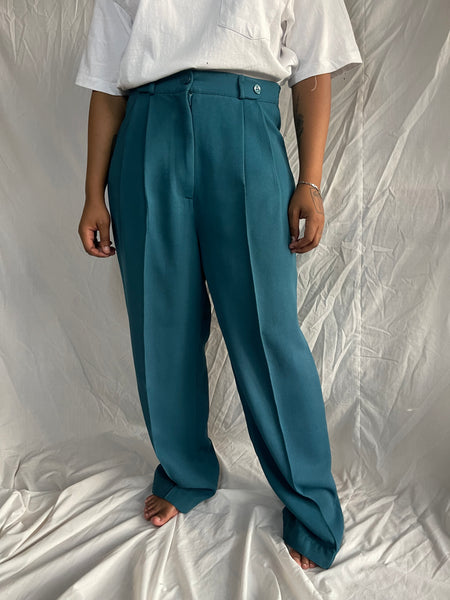 Teal Pleated Pants (36)