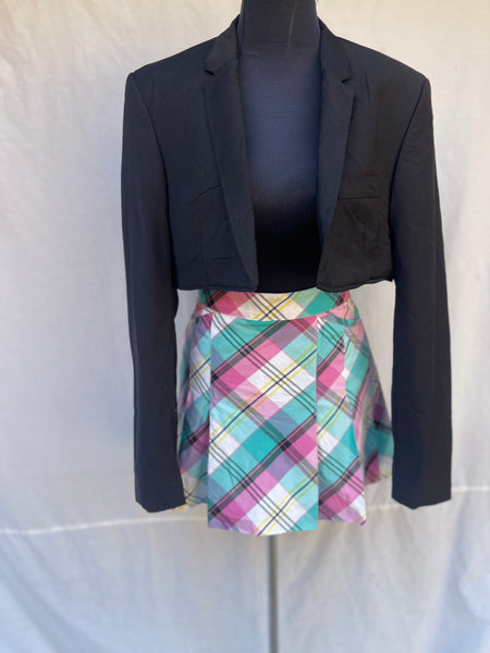 Checkered Pleated Mini Skirt (32)