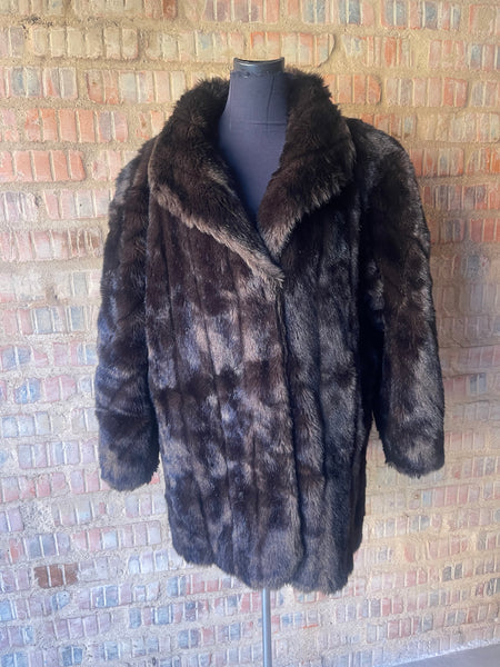 Dark Brown Fur Jacket (2XL) (Please read disclaimer in the measurements section)