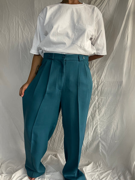 Teal Pleated Pants (36)