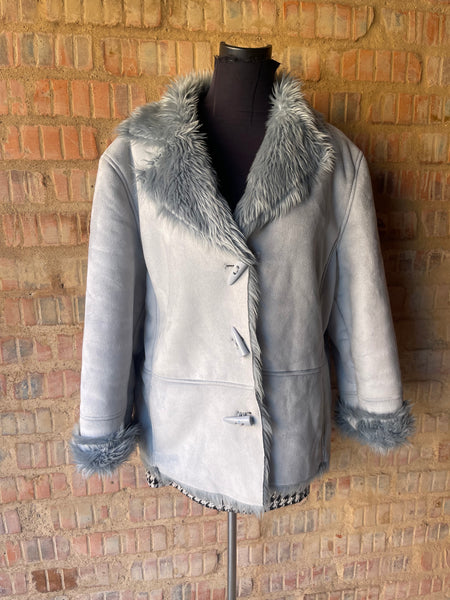 Baby Blue Faux Fur Jacket (2XL)