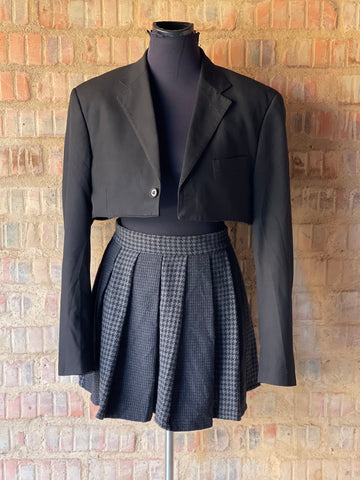 Pleated Checkered Mini Skirt (30)