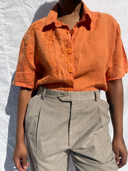 Orange Floral Blouse (S)