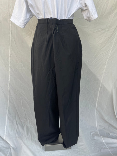 Black Pure Wool Pleated Pants (34)