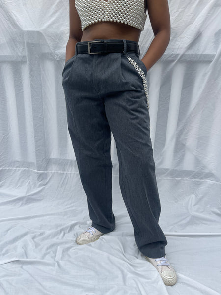 Charcoal Pleated Pants (34)