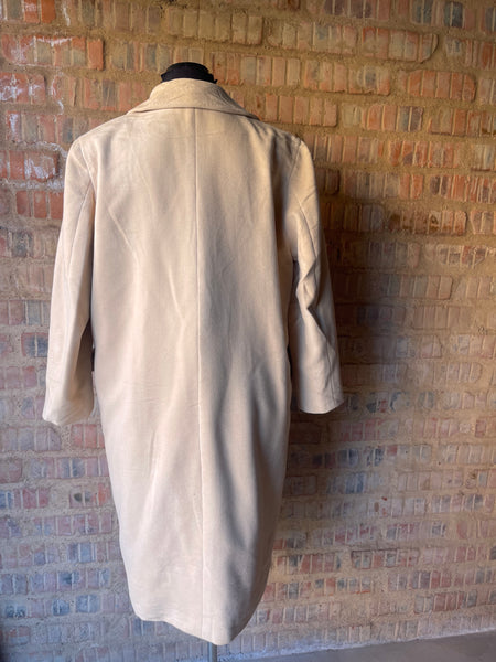 Cream DB Wool & Angora Coat (L) (Small Cut)