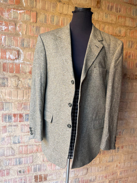 Olive Silk & Wool Unisex Blazer (L)