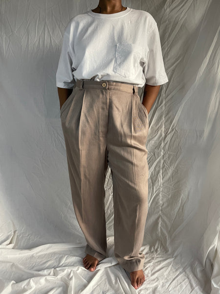 Beige Pleated Pants (34)