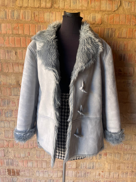 Baby Blue Faux Fur Jacket (2XL)