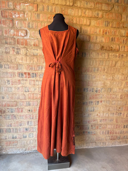 Orange Embroidered Maxi Dress (L)