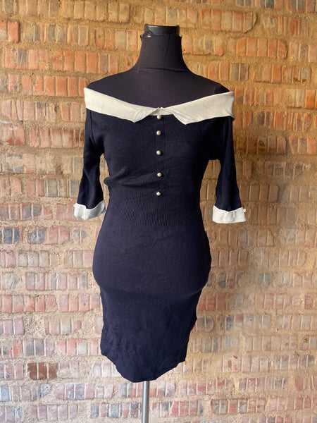 Navy Knit Dress (XS-S/ 30-32)