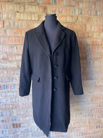 Wool & Cashmere Classic Black Coat (L)