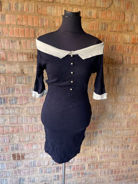 Navy Knit Dress (XS-S/ 30-32)