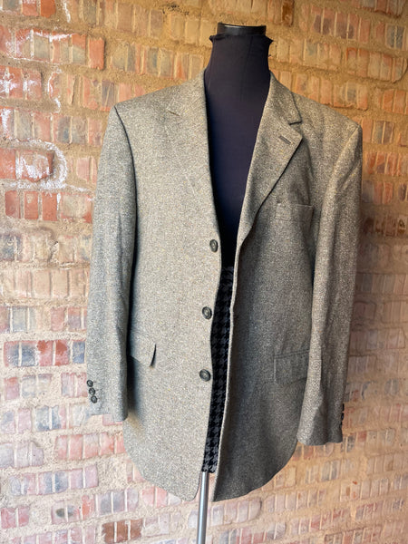 Olive Silk & Wool Unisex Blazer (L)