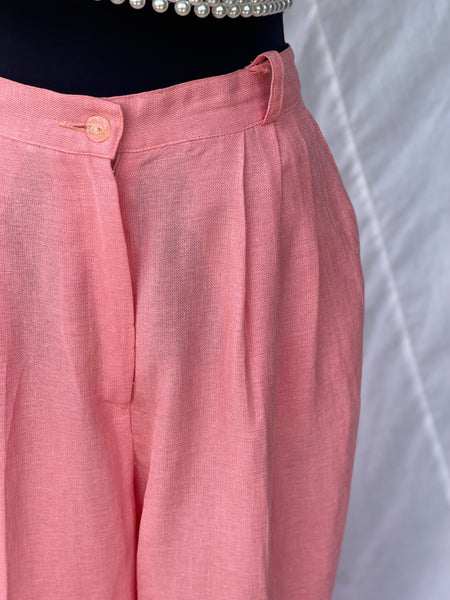 Peach Sheer Pleated Pants (36)