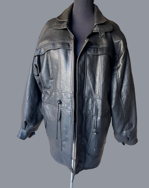 Chunky Leather Jacket (2XL/40)