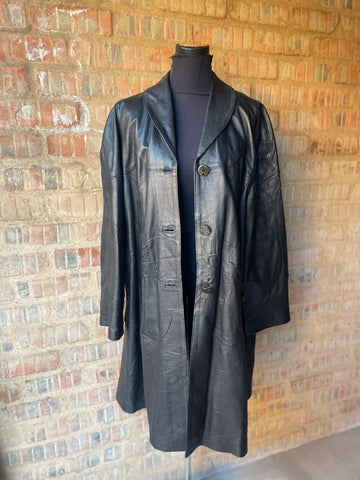 Black Genuine Leather Coat (42/3XL)