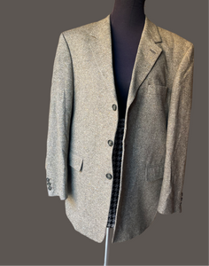 Olive Silk & Wool Unisex Blazer (L)