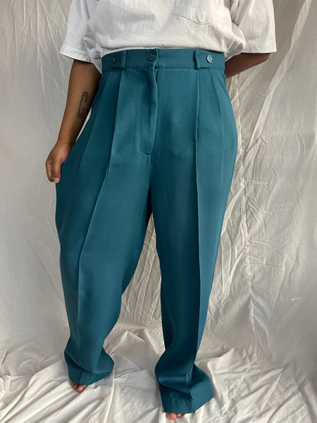 Teal Pleated Pants (36)