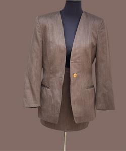 Pure Wool Brown Vintage Skirt Suit (32)