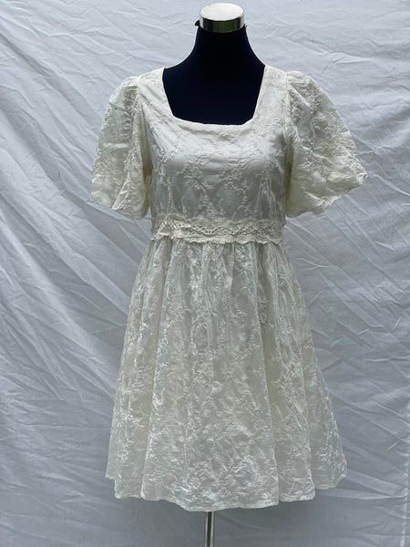 Cream Floral Embroidered Dress (L)