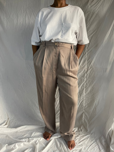 Beige Pleated Pants (34)