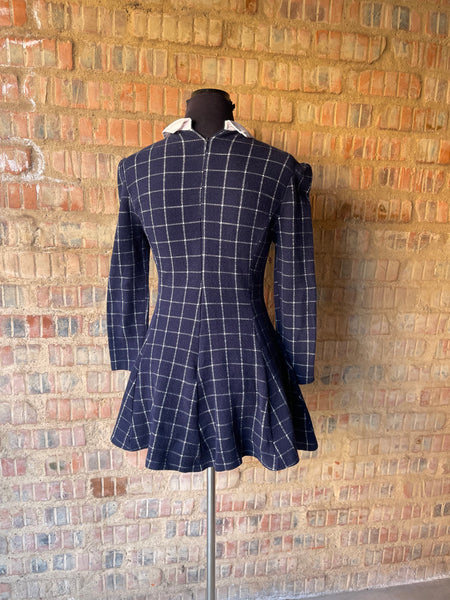 Navy Checkered Mini Dress (XXS/26) (Not recommended if you are tall)