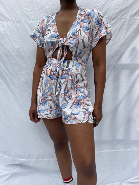 Open Back Printed Playsuit (XS/ 30)