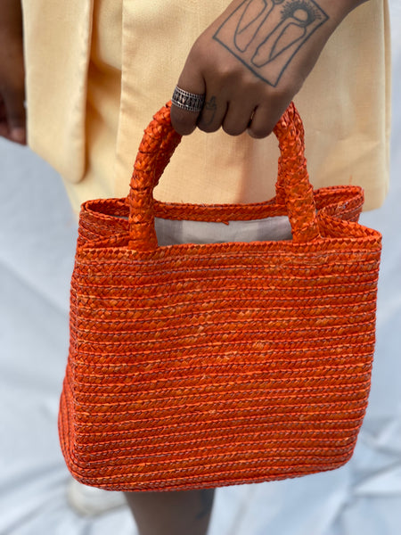 Orange Woven Straw Bag