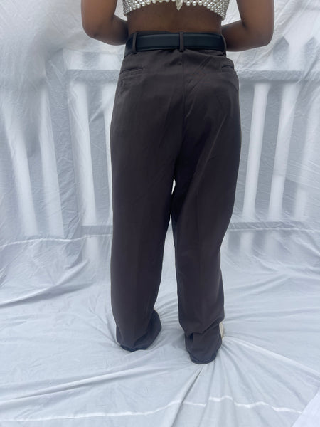Chocolate Brown Pleated Pants (38)