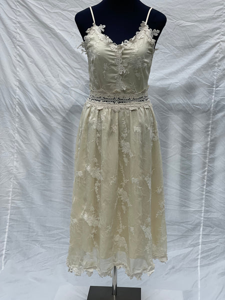 Cream Embroidered Dress (S)
