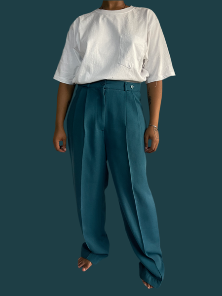 Teal Pleated Pants (36)