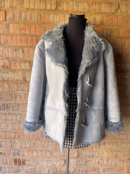 Baby Blue Faux Fur Jacket (2XL)